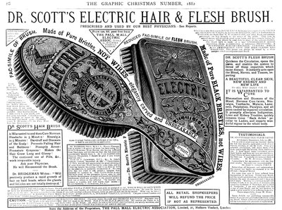 Publicité pour la brosse électrique pour cheveux et chair du Dr Scott - English School