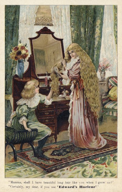 Publicité pour le producteur et restaurateur de cheveux Edwards Harlene - English School
