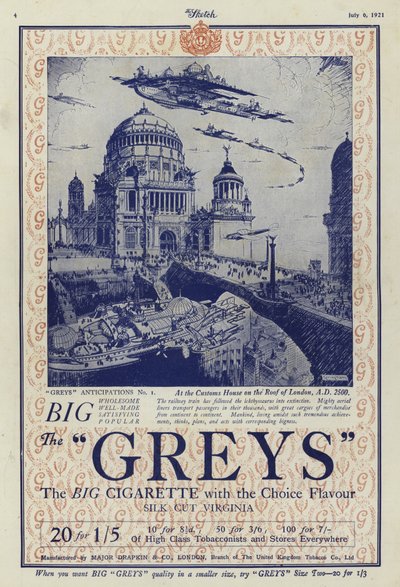 Publicité pour les cigarettes Greys - English School