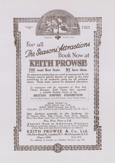 Publicité pour Keith Prowse - English School
