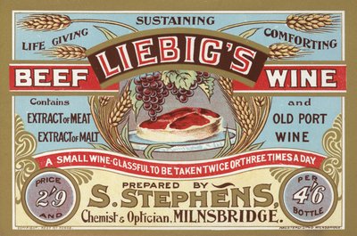 Publicité pour le vin de bœuf Liebigs - English School