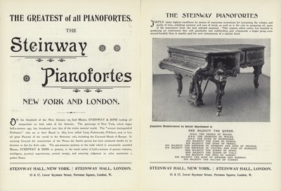 Publicité pour les pianos Steinway - English School