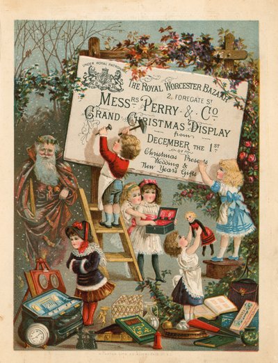Publicité pour le Royal Worcester Bazaar, 2 Foregate Street, Londres - English School