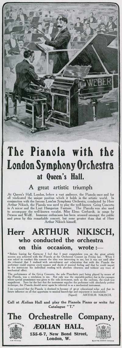 Publicité pour pianola - English School