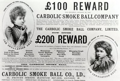 Publicité pour la Carbolic Smoke Ball Company, 1893 - English School