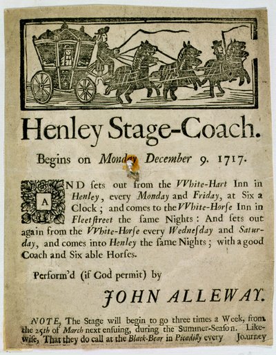 Publicité pour le Carrosse de Henley, 1717 - English School