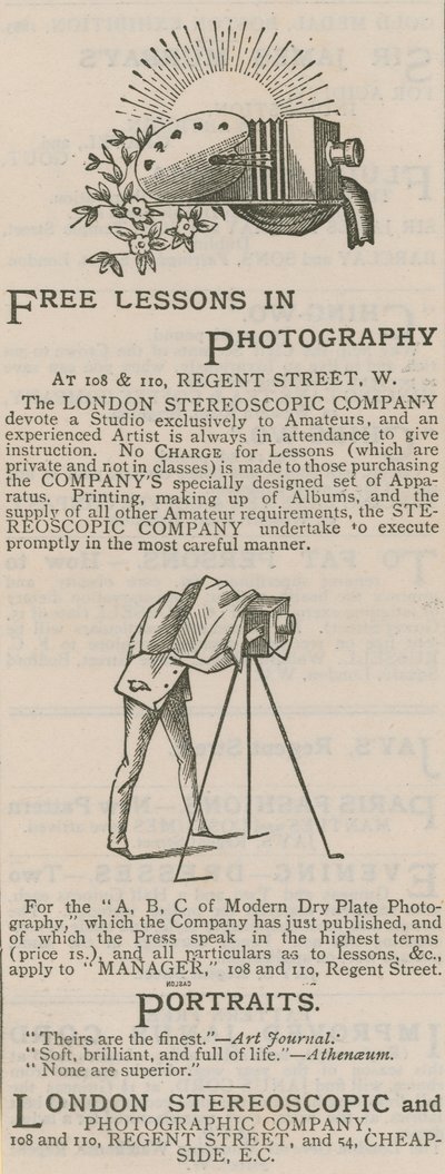 Publicité pour la London Stereoscopic and Photographic Company - English School