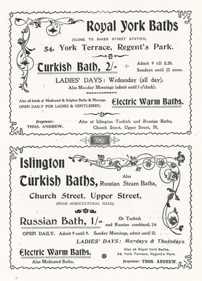 Publicité pour les bains Royal York - English School