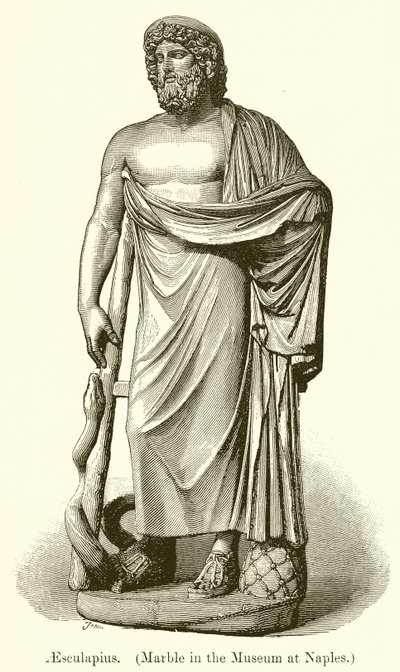 Esculape (marbre du musée de Naples) (gravure) - English School