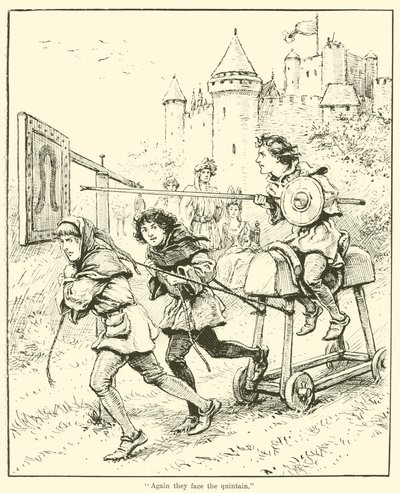 "Encore une fois, ils affrontent la quintaine" (gravure) - English School