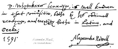 Alexander Nowell, éminent théologien - English School