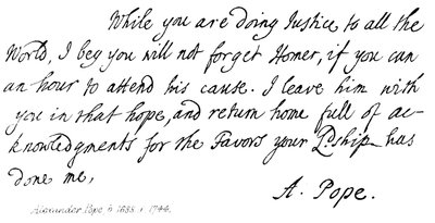 Alexander Pope, lettre au comte Halifax, 1714 - English School