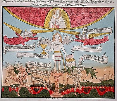 Peinture allégorique sous celle de St. George avec le Dragon dans la Nef de la Chapelle de la Trinité, de 