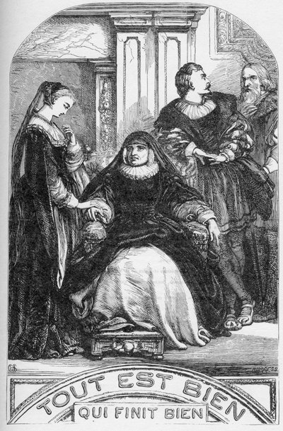 Tout est bien qui finit bien - Illustration dans "Œuvres complètes de William Shakespeare" 1866 - Les illustrations et la forme générale de cette édition sont empruntées à Shakespeare illustré de Cassell, publié à Londres - English School
