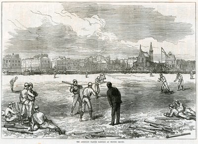 Les Américains jouant au baseball au Princes Grounds - English School