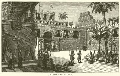 Un palais assyrien (gravure) - English School