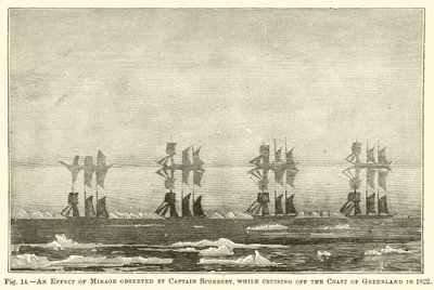 Un effet de mirage observé par le capitaine Scoresby, en croisière au large de la côte du Groenland en 1822 - English School