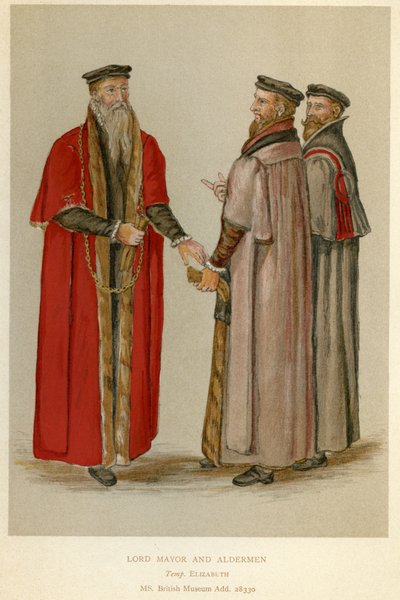 Un maire et des échevins élisabéthains, illustration de 