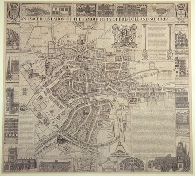 Une délimitation exacte de la célèbre ville de Bristol et de ses banlieues, par James Millerd, pub.1673 - English School
