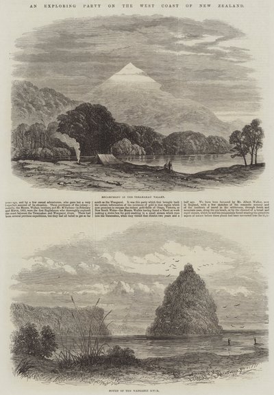 Une expédition sur la côte ouest de la Nouvelle-Zélande (gravure) - English School