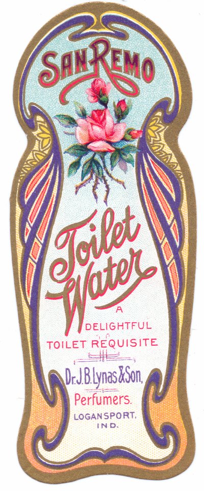 Étiquette de parfum art nouveau pour "eau de toilette san remo", c.1900 - English School