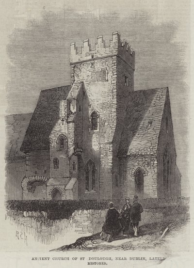 Ancienne église de Saint Doulough, près de Dublin, récemment restaurée - English School