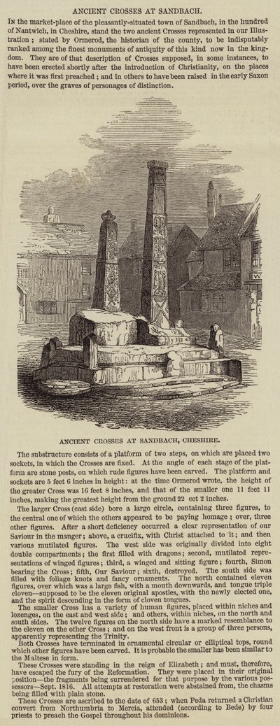 Ancienne croix à Sandbach (gravure) - English School