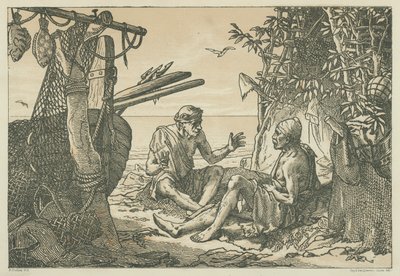 Pêcheurs de la Grèce antique (lithographie) - English School