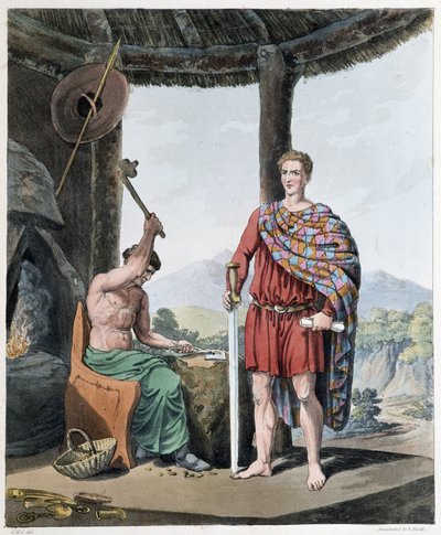Ancien forgeron et fabricant de fer - dans « Celtes et Goths, coutumes des habitants des îles britanniques du début du VIe siècle et des nations gothiques de la côte ouest de la Baltique », par S.R. Meyrick et Ch. Smith - English School