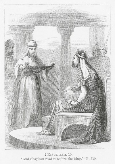 Shaphan en fit la lecture devant le roi" (gravure) - English School