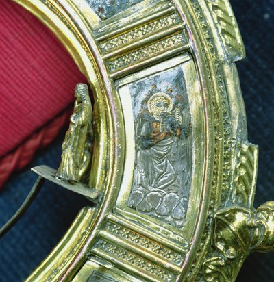 Ange jouant de la trompette, détail de la crosse de Guillaume de Wykeham (c.1320-1404) - English School