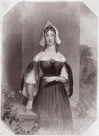 Anne Page (Les Joyeuses Commères de Windsor) - « Galerie des femmes de Shakespeare, collection de quarante-cinq portraits sérieux par les premiers artistes de Londres, enrichie de notices critiques et littéraires » vers 1838 - de « Galerie des femmes de Sh - English School