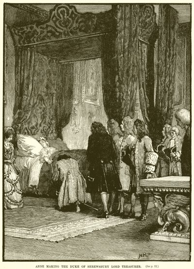 Anne nommant le duc de Shrewsbury Lord Trésorier - English School