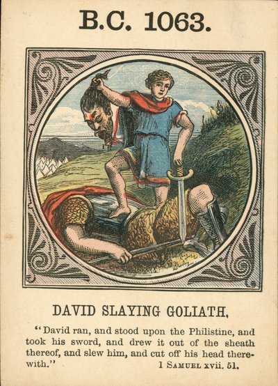 Anno Mundi : BC 1063, David tuant Goliath (lithographie couleur) - English School