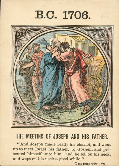 Anno Mundi : BC 1706, La rencontre de Joseph et de son père (lithographie couleur) - English School
