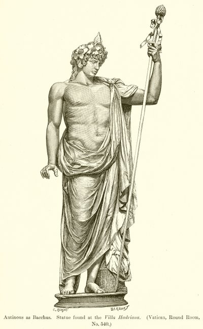 Antinoüs en Bacchus. Statue trouvée à la Villa Hadriana (Vatican, salle ronde, n° 540) - English School