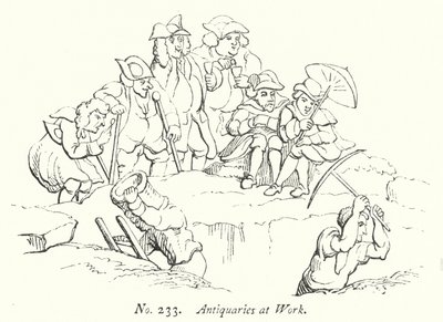 Antiquaires au travail (gravure) - English School