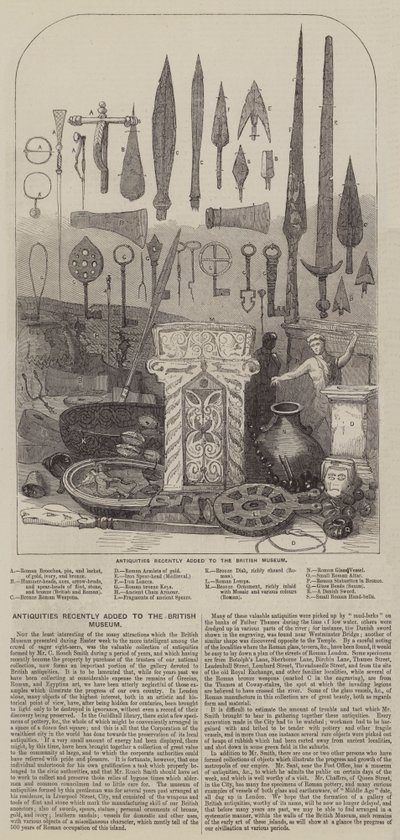 Antiquités récemment ajoutées au British Museum (gravure) - English School
