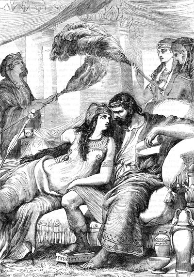 Antoine et Cléopâtre - Illustration dans "Œuvres complètes de William Shakespeare" 1866 - Les illustrations et la forme générale de cette édition sont empruntées à Shakespeare illustré de Cassell, publié à Londres - English School