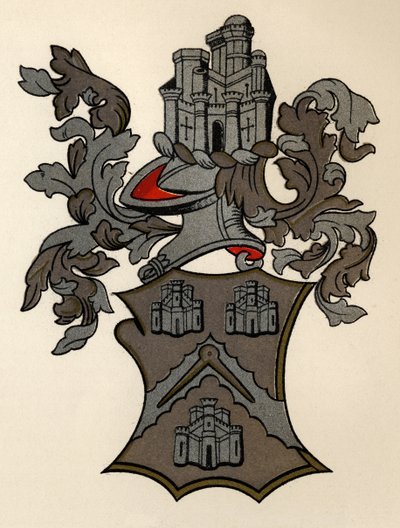 Armoiries accordées à la Masons Company de Londres, 12e Edward IV, 1472-73, tirées de The History of Freemasonry, volume II, publié par Thomas C. Jack, Londres, 1883 - English School