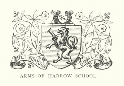 Armoiries de la Harrow School (gravure) - English School