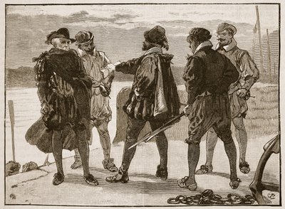 Arrestation de Sir Walter Raleigh, illustration de Cassells Illustrated History of England - English School