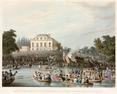 Arrivée à Brandeburgh House des Bateliers, etc., avec une adresse à la Reine, 3 octobre 1820 - English School
