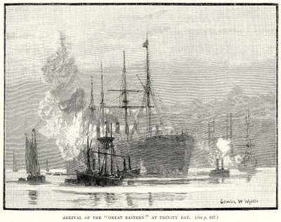 Arrivée du "Great Eastern" à la baie de la Trinité (gravure) - English School