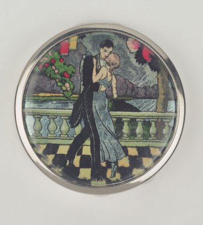 Poudrier Art Déco Danseurs, fabriqué par Stratnoid, 1920-30 - English School