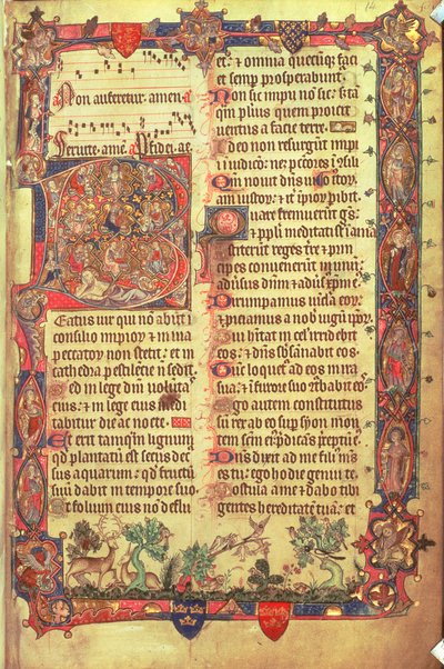 Cerfs et oiseaux, du Psautier d