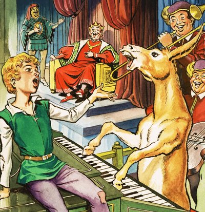 Âne chantant en jouant du piano - English School