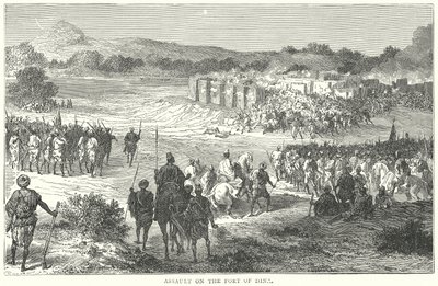 Assaut du fort de Dina (gravure) - English School