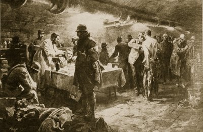 Au travail dans un poste de secours en cave sous un fort de Verdun, 1914-19 - English School