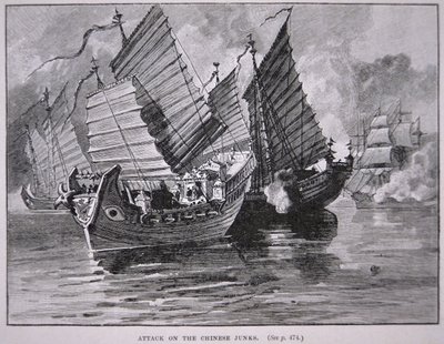 Attaque des jonques chinoises en 1841 - English School